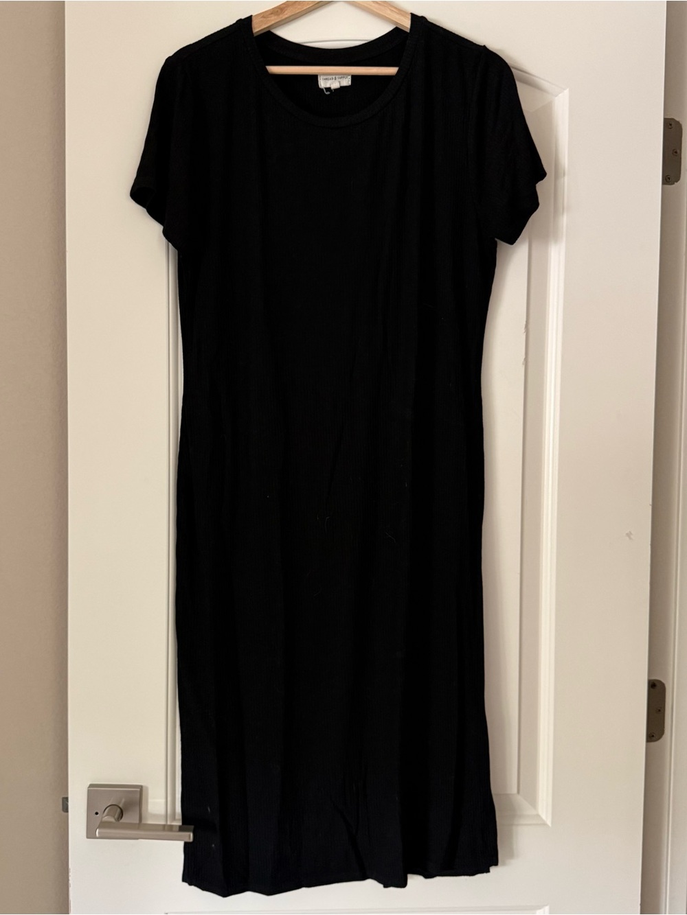 Thread & Supply Black Short Sleeve Midi Dress